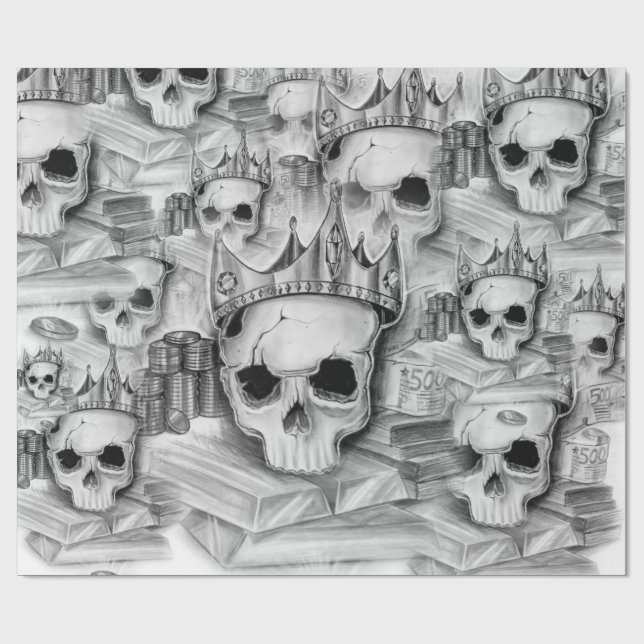 Presente Papel de Embrulho, Rolo 76cm x 180 cm caveira (Aberto)