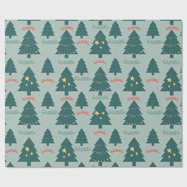 Presente Papel de empacotamento_Árvores de Natal_Verde_Samu (Aberto)