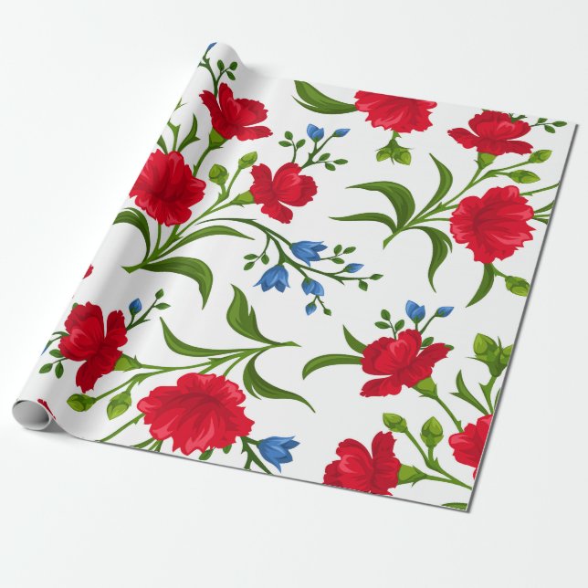Presente Papel de empacotamento Botânico de Padrões Florais (Desenrolado)