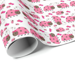 Presente Papel de empacotamento brilhante Ladybug cor-de-ro