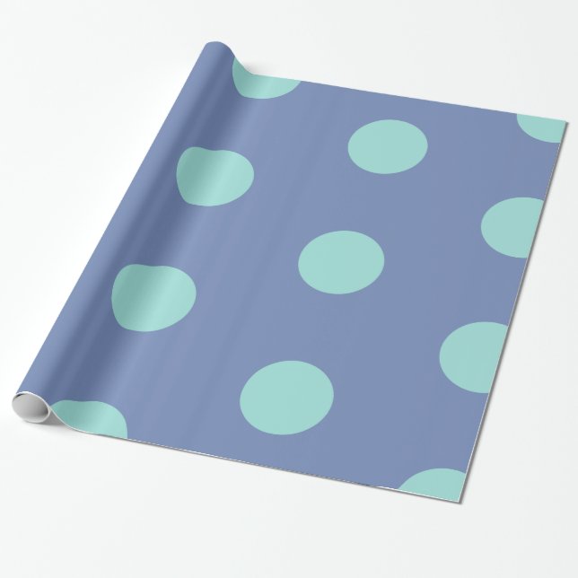 Presente Papel de empacotamento brilhante Pontos azuis (Desenrolado)