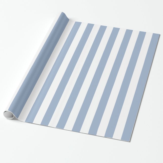Presente Papel de empacotamento brilhante Stripe Azul e Bra (Desenrolado)