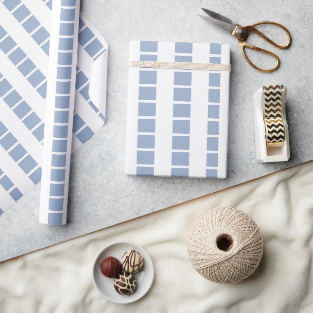 Presente Papel de empacotamento brilhante Stripe Azul e Bra (Artesanato)