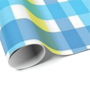 Presente Papel de empacotamento brilhante Xadrez amarela az