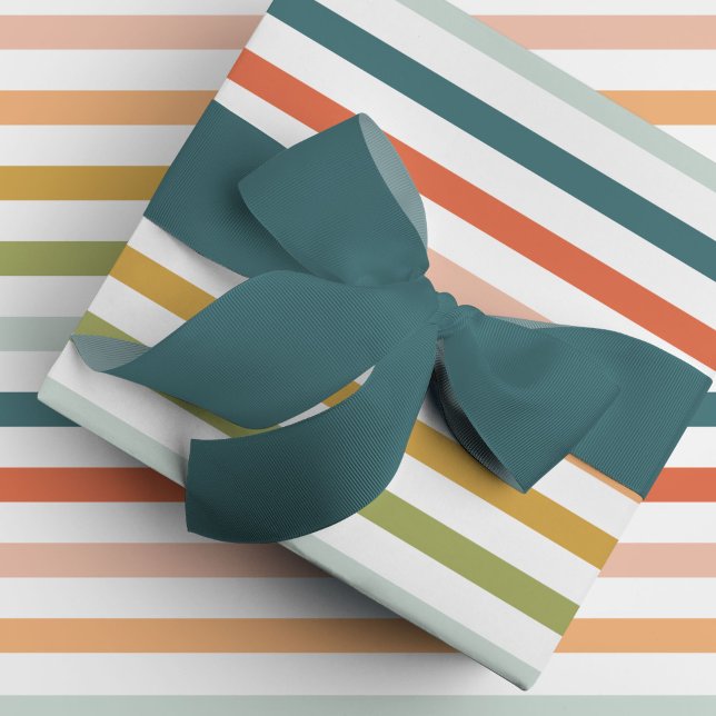 Presente Papel de empacotamento colorido brilhante (Large colorful stripes gift wrapping paper.)