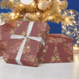 Presente Papel de empacotamento da árvore de Natal retrô