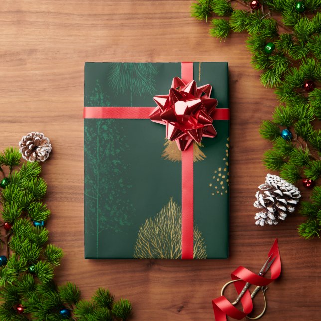 Presente Papel de empacotamento da ramificação do pinheiro  (Presente de Natal)