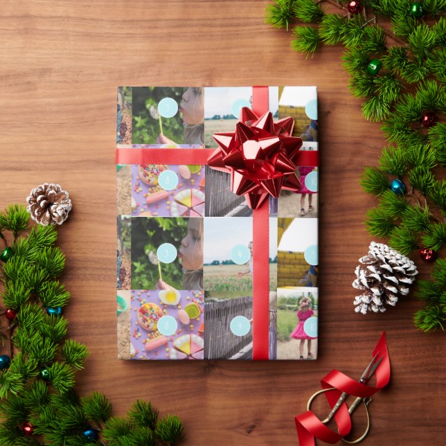Presente Papel de empacotamento de colagem de 10 fotos no N (Presente de Natal)