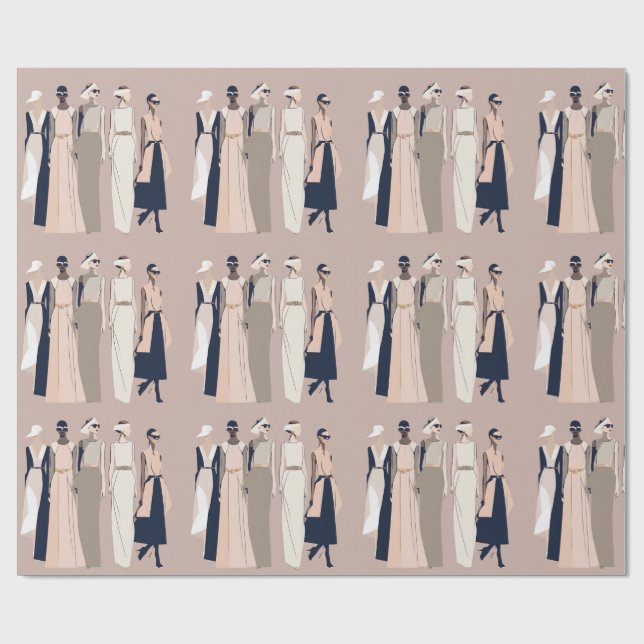 Presente Papel de empacotamento de ilustração de moda conte (Aberto)