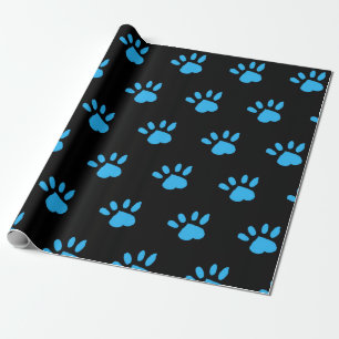 Presente Papel de empacotamento de impressão de pata (preto