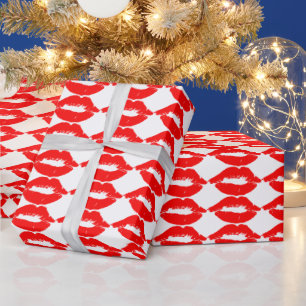 PRESENTE PAPEL DE EMPACOTAMENTO DE NATAL BEIJOS LÁBIOS VERM