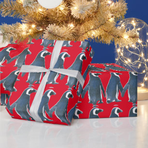 PRESENTE PAPEL DE EMPACOTAMENTO DE NATAL DE PINGUINS COPULA