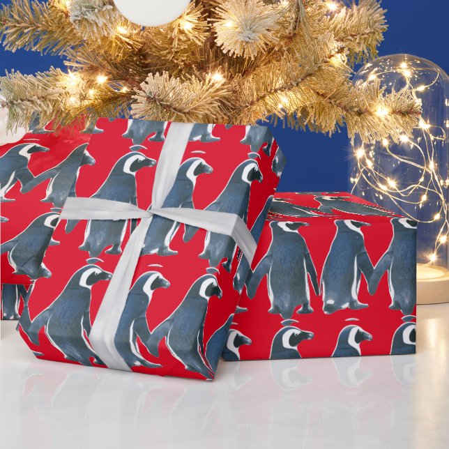 PRESENTE PAPEL DE EMPACOTAMENTO DE NATAL DE PINGUINS COPULA (Feriados)