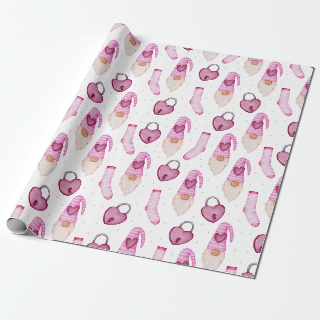 Presente Papel de empacotamento de padrão cardíaco (Desenrolado)