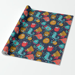 Presente Papel de empacotamento de padrão de monstro bonito