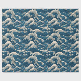 Presente Papel de empacotamento de padrão de onda japonês