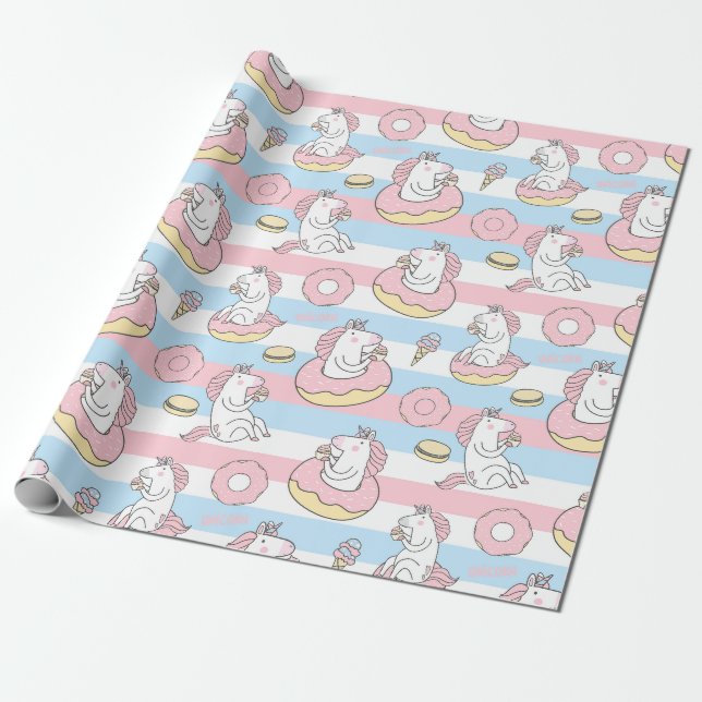 Presente Papel de empacotamento de padrão Unicorn (Desenrolado)