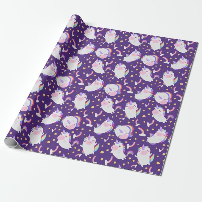 Presente Papel de empacotamento de padrão Unicorn (Desenrolado)