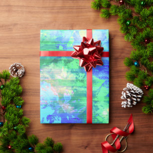 Presente Papel de empacotamento de padrão verde e azul