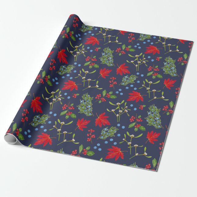 Presente Papel de empacotamento de padrões das plantas de o (Desenrolado)