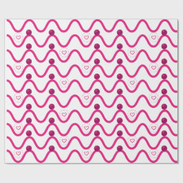 Presente Papel de empacotamento de padrões de ondas e coraç