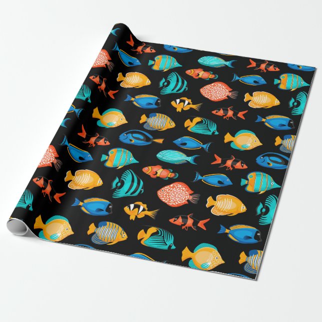 Presente Papel de empacotamento de padrões de peixe (Desenrolado)