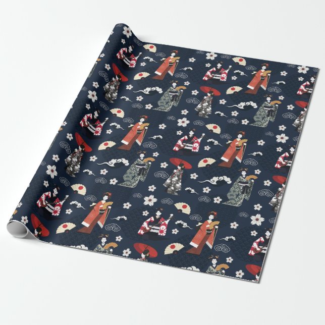 Presente Papel de empacotamento de padrões no Japão (Desenrolado)