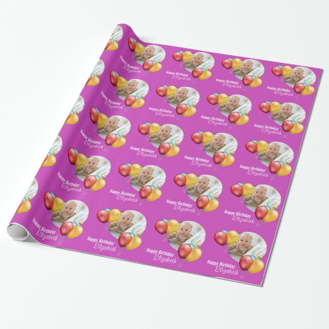 Presente Papel de empacotamento do balão de aniversário per (Desenrolado)