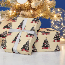 Presente Papel de empacotamento do padrão da árvore de Nata