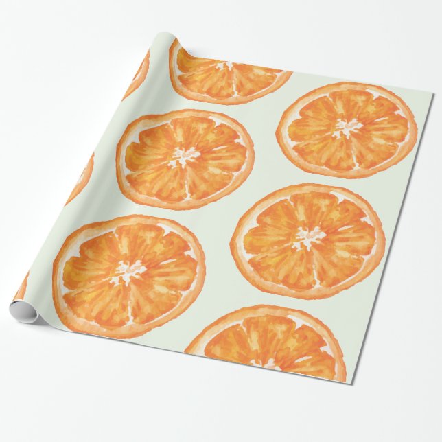 Presente Papel de empacotamento do padrão da fatia laranja- (Desenrolado)