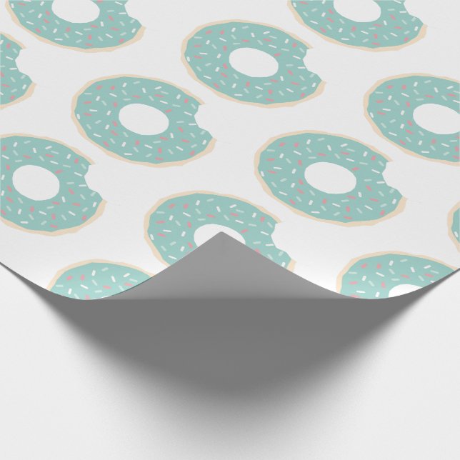 Presente Papel de empacotamento do padrão da Rosquinha verd (Ponta)