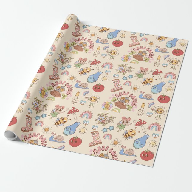 Presente Papel de empacotamento do padrão de caracteres ret (Desenrolado)