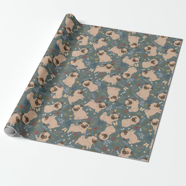 Presente Papel de empacotamento do padrão de puppy (Desenrolado)