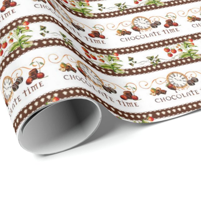 Presente Papel de empacotamento do padrão de tempo de choco (Ponta do rolo)