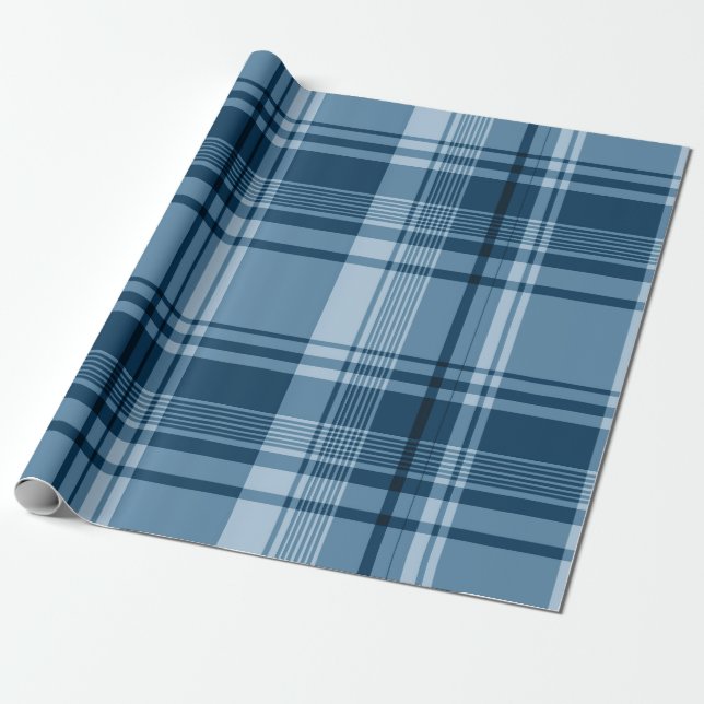 Presente Papel de empacotamento do padrão de Xadrez azul (Desenrolado)