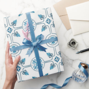 Presente Papel de empacotamento do padrão do Azulejo marro