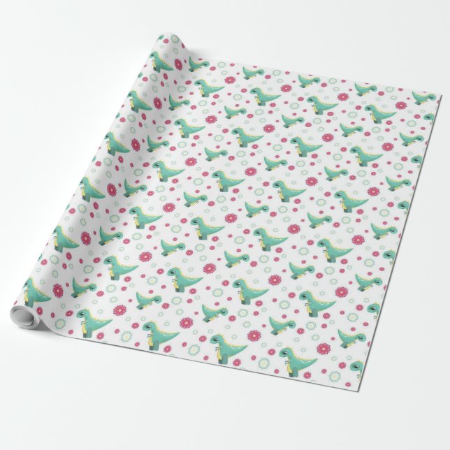 Presente Papel de empacotamento do padrão do dinossauro bon (Desenrolado)