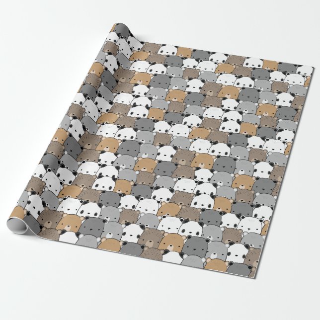Presente Papel de empacotamento do padrão do urso (Desenrolado)