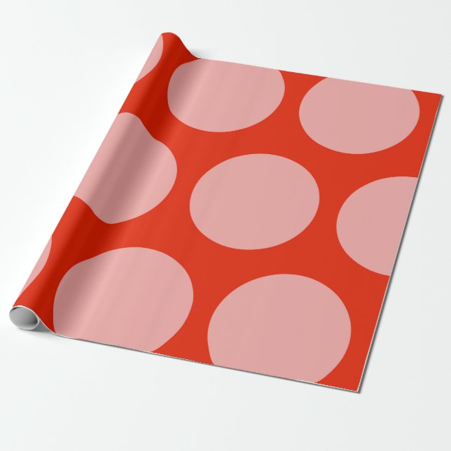Presente Papel de empacotamento do padrão dos pontos cor-de (Desenrolado)
