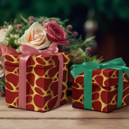 Presente Papel de empacotamento do padrão Girafa vermelho e