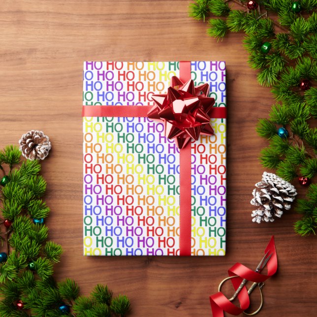 Presente Papel de empacotamento do padrão Rainbow Ho Ho Ho (Presente de Natal)