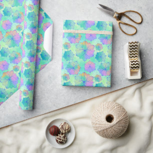 Presente Papel de empacotamento Floral Pastel Rainbow