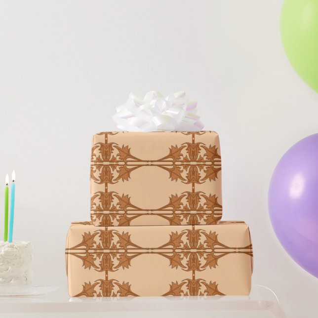 Presente Papel de empacotamento - Folhas angulares no padrã (Presentes para festas)