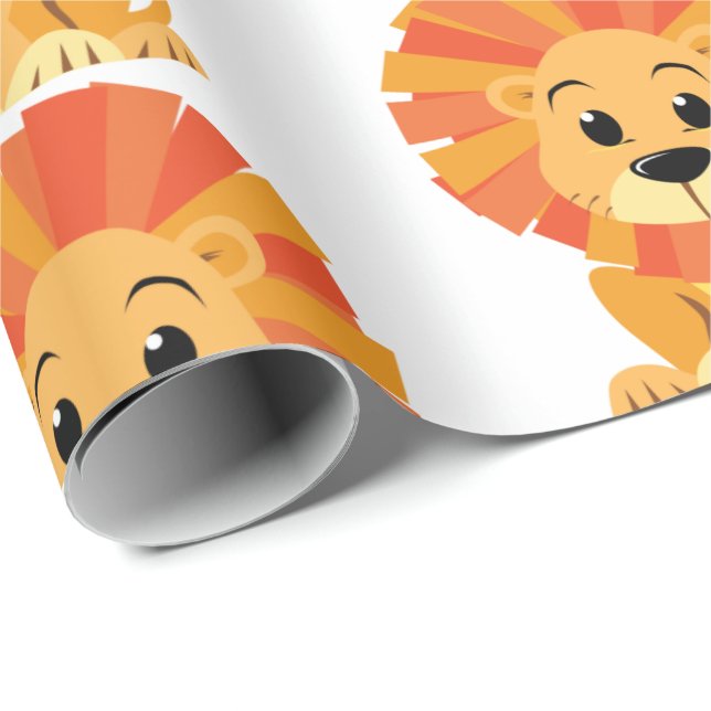 Presente Papel de empacotamento - Leão de desenho em baixo (Ponta do rolo)