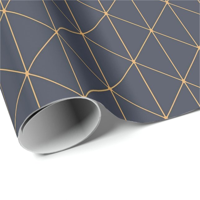 Presente Papel de empacotamento - Padrão geométrico Dourado (Ponta do rolo)