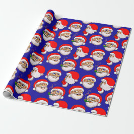 Presente Papel de empacotamento Papais noeis azuis