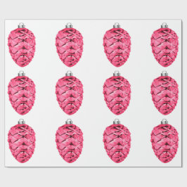 Presente Papel de empacotamento Pinecones Rosa