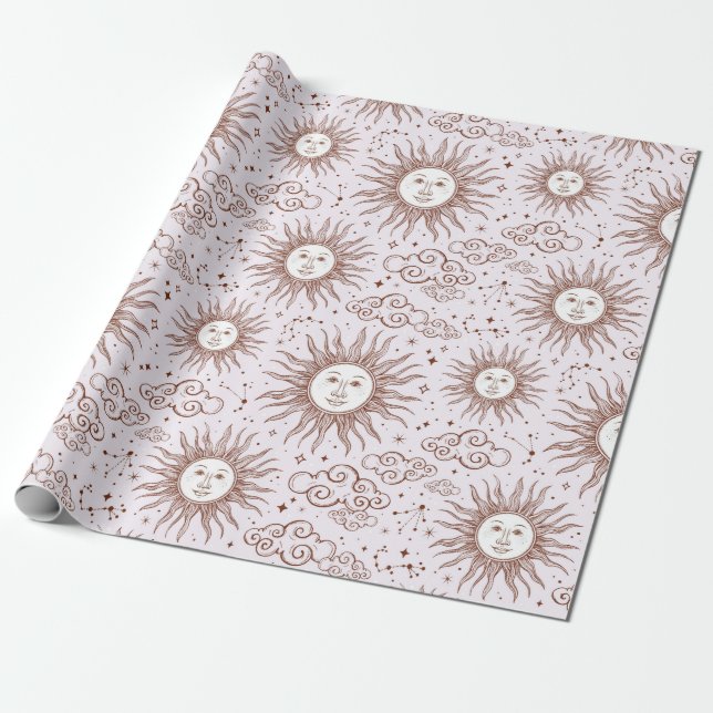 Presente Papel de empacotamento por padrão Sun (Desenrolado)