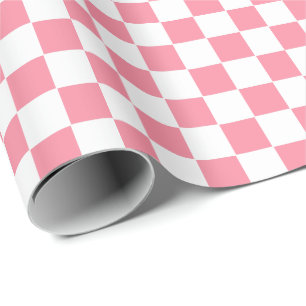 Presente Papel de empacotamento rosa e branco verificado