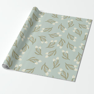 Presente Papel De Encapsulamento Folksy Floral De Mint Gree